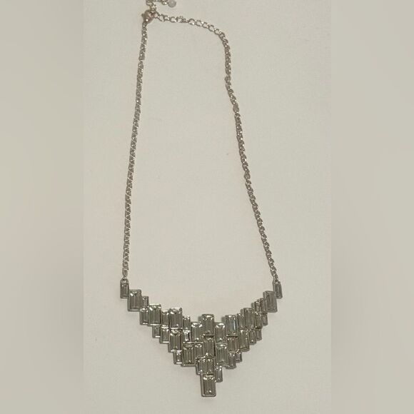 Silver Tone Cascading Baguettes Collar Geometric Necklace, Avon, NWOB - Picture 11 of 15